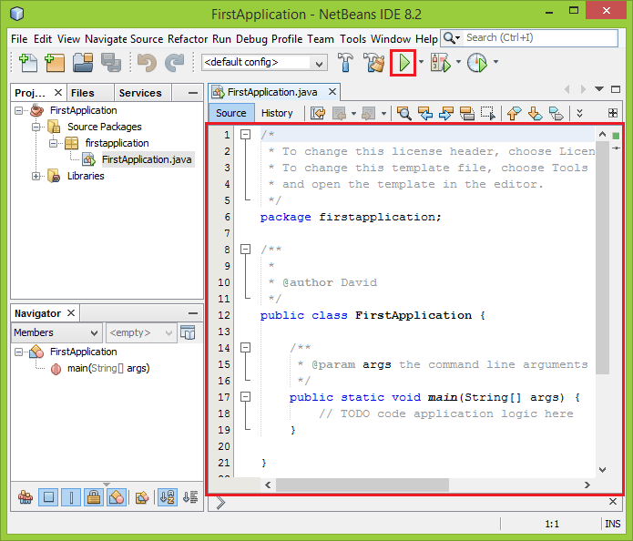 NetBeans Java window - Java Basic Constructs